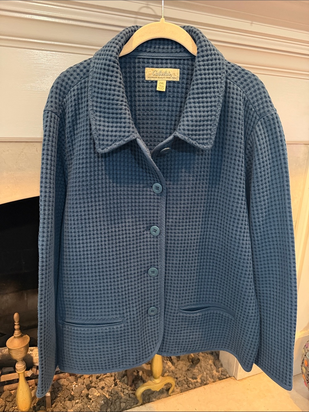 Cabela's Blue Waffle-Knit Button Front Jacket size 2X